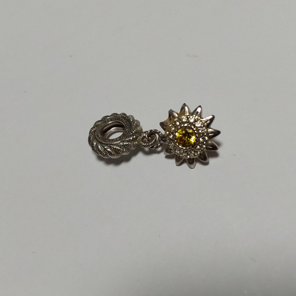 RARE. Judith Ripka SS Citrine Sunflower Charm